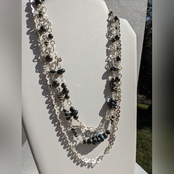 ✨sold✨ Pyrite Abundance Crystals Silver Necklace Artisan Impression Jasper - Picture 9 of 15